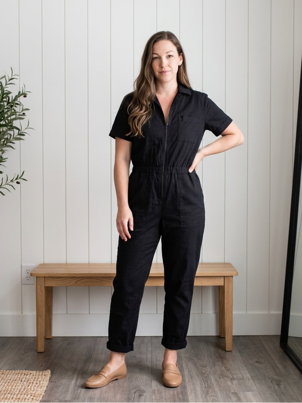 Smash + Tess | Limited Production | Black Tencel Short-Sleeve Utility Jumpsuit M